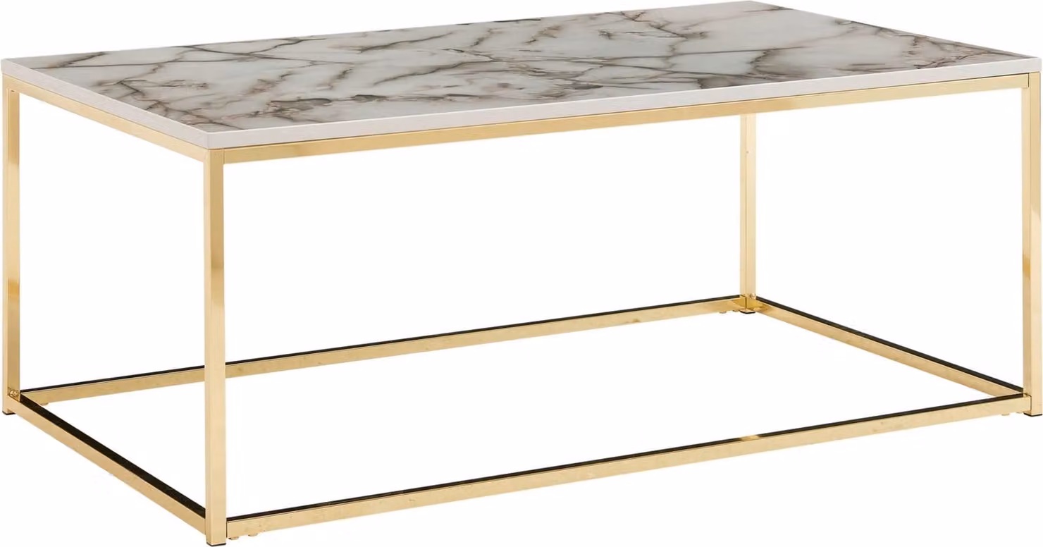 Tavolino 100x60x40 cm con aspetto marmo bianco/oro | Wohnling