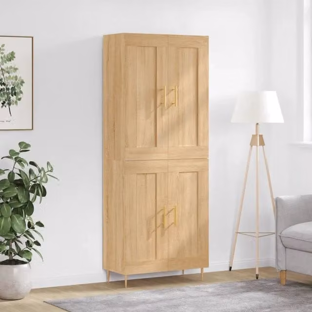 Credenza moderna vidaXL in legno e metallo colore marrone, L: 69,5 cm, P: 34 cm, H: 180 cm