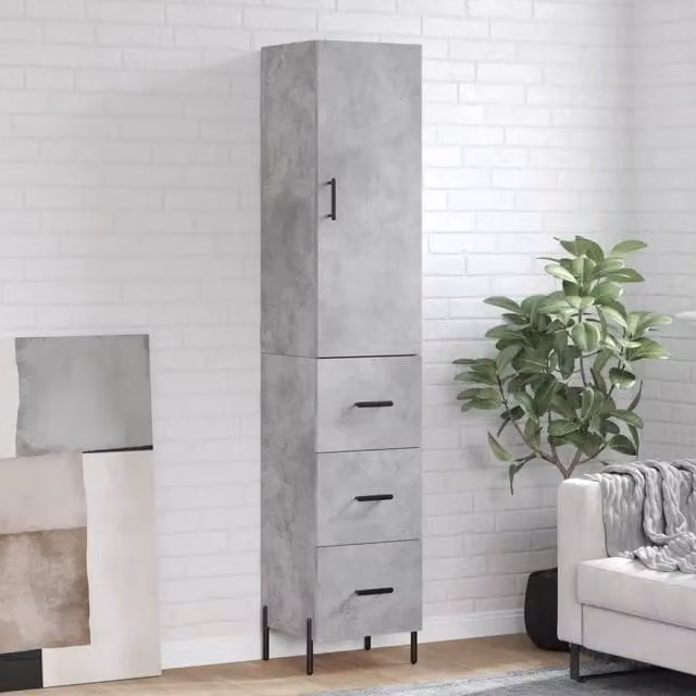 Credenza Buffet da cucina Design Mania Grigio, L/P/H: 34,5 x 34 x 180 cm – 1