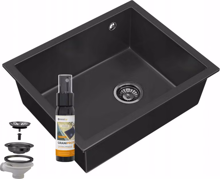 Granitan - Lavello in granito - Lavello da cucina - Nero - Da incasso - Lavello - SALIX