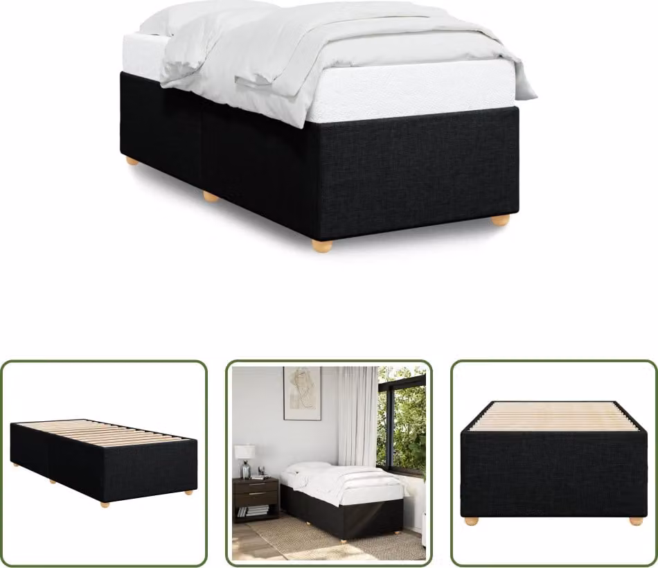 The Living Store struttura letto nera 90x200 cm in tessuto