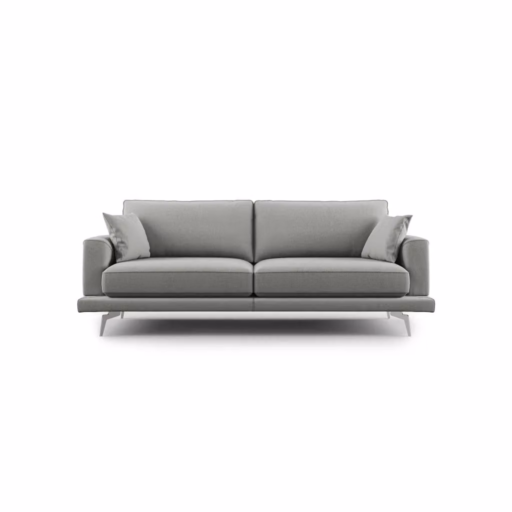 Divano moderno Dorian Divani.Store in tessuto grigio con imbottitura in piuma e struttura in legno di abete, Larghezza: 178 cm – 2