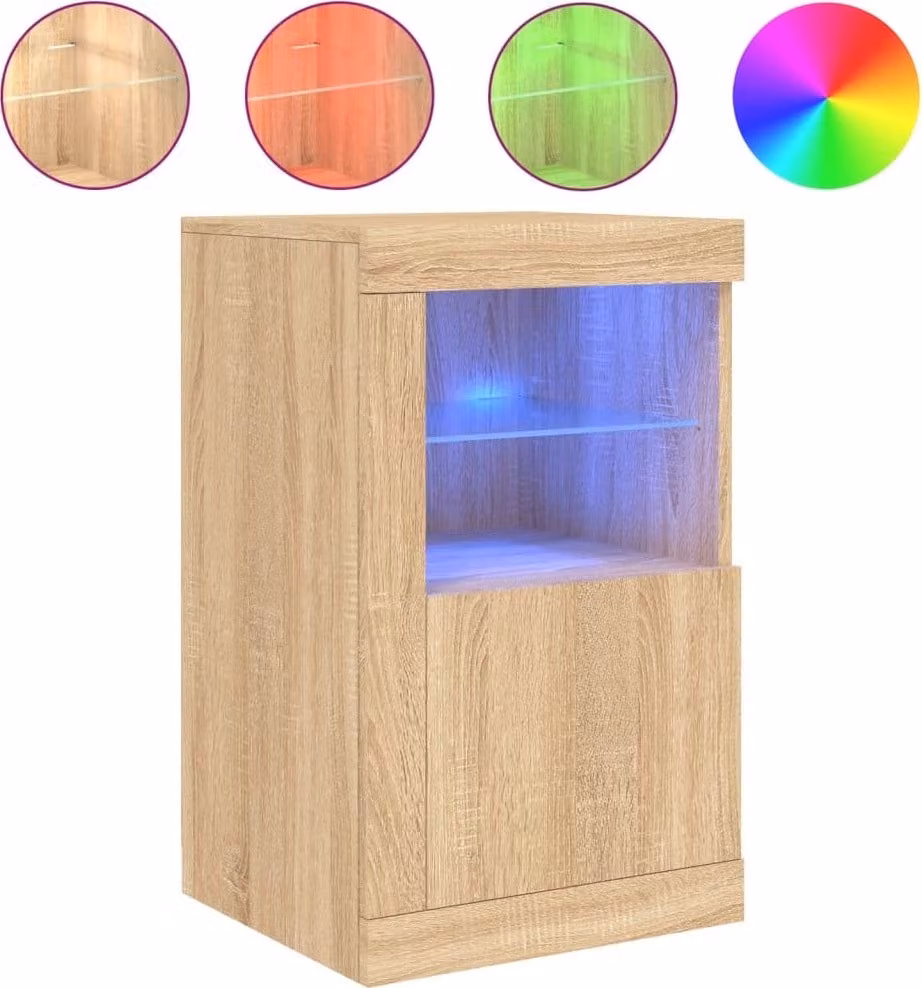 Armadietto con Luci LED Rovere Sonoma in Legno Multistrato