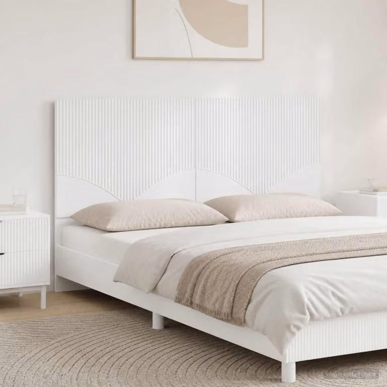 Testiera da muro vidaXL HOORN in legno ingegnerizzato bianco lucido con ripiano integrato