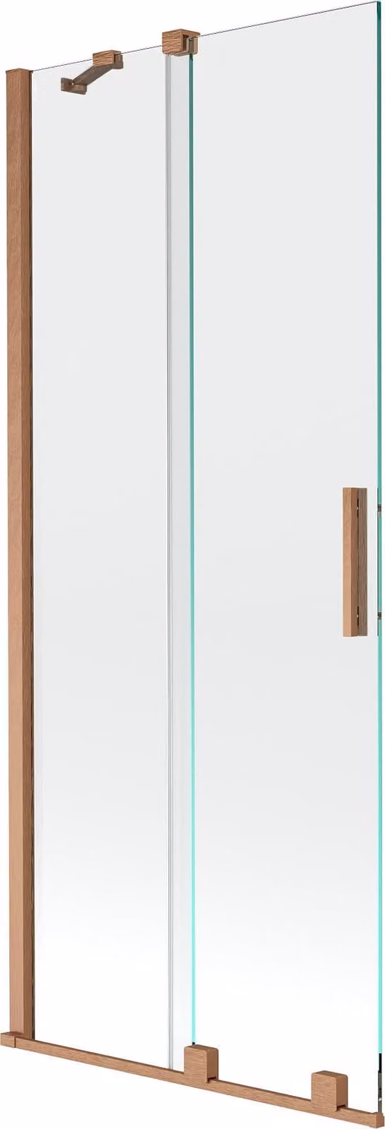 Mexen Velar paravento da vasca 2 ante scorrevoli 85 x 150 cm, trasparente, rame spazzolato - 896-085-000-01-65