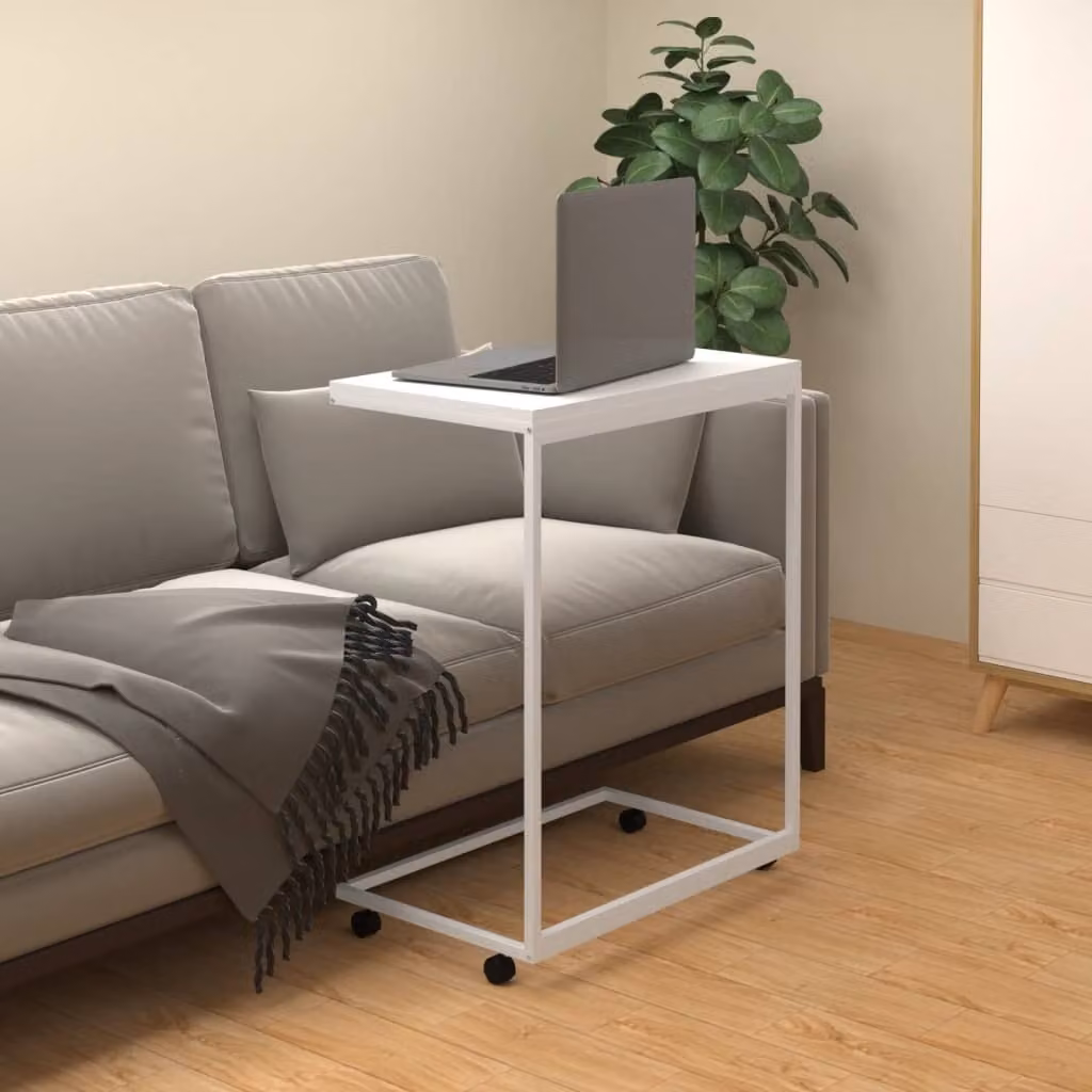 Maison Exclusive - Tavolino con rotelle Bianco 55x35x70 cm Materiale ligneo