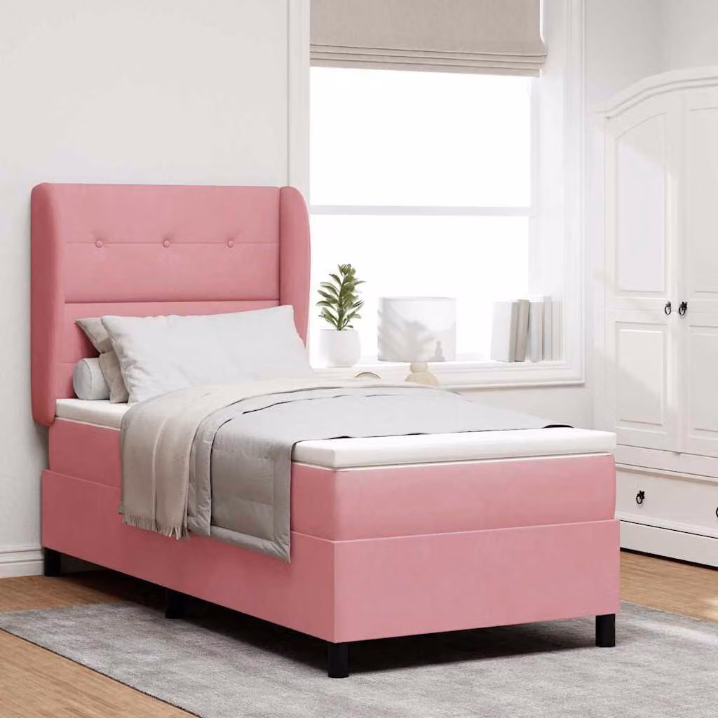 Maison Exclusive - Letto boxspring con testiera Rosa 200 x 100 cm in velluto