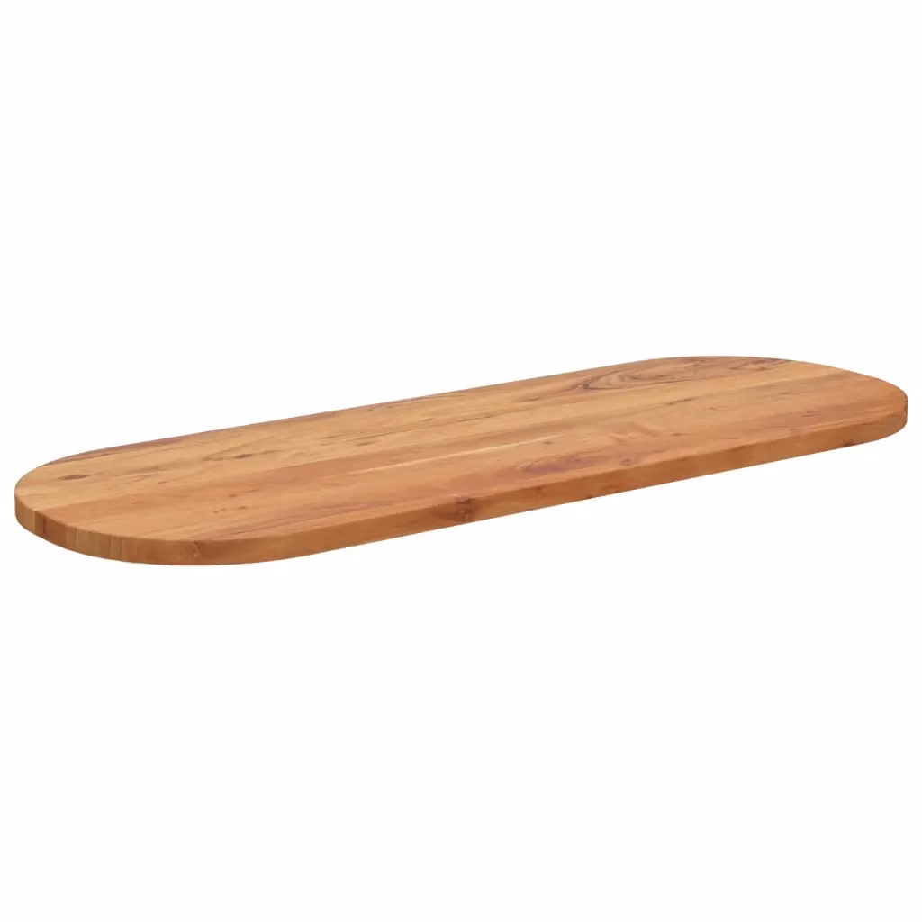Piano Tavolo Ovale in Legno Massello di Acacia Marrone vidaXL L: 140 cm, P: 50 cm, H: 3,8 cm – 2