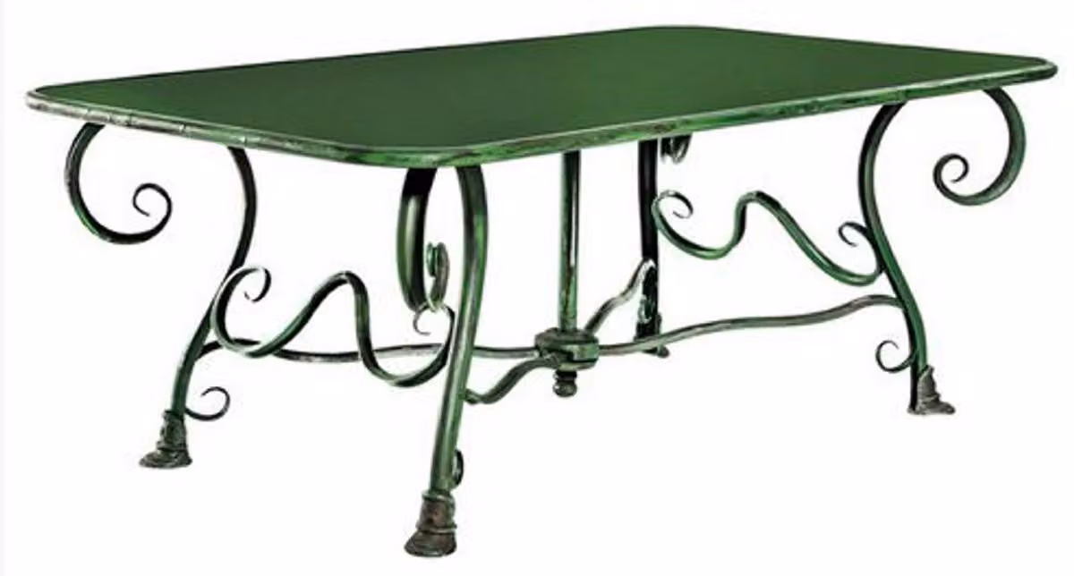 Casa Padrino Tavolo da giardino liberty verde 120 x 70 x H. 45 cm - Tavolino da giardino nostalgico in ferro battuto - Mobili da giardino liberty in ferro battuto - Mobili da giardino nostalgici