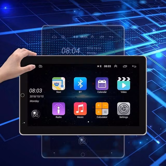 Autoradio Girevole Trade Shop Traesio con Android 10 pollici, MP5 Player, Bluetooth, Wi-Fi, GPS e Mirror Link, Colore Nero
