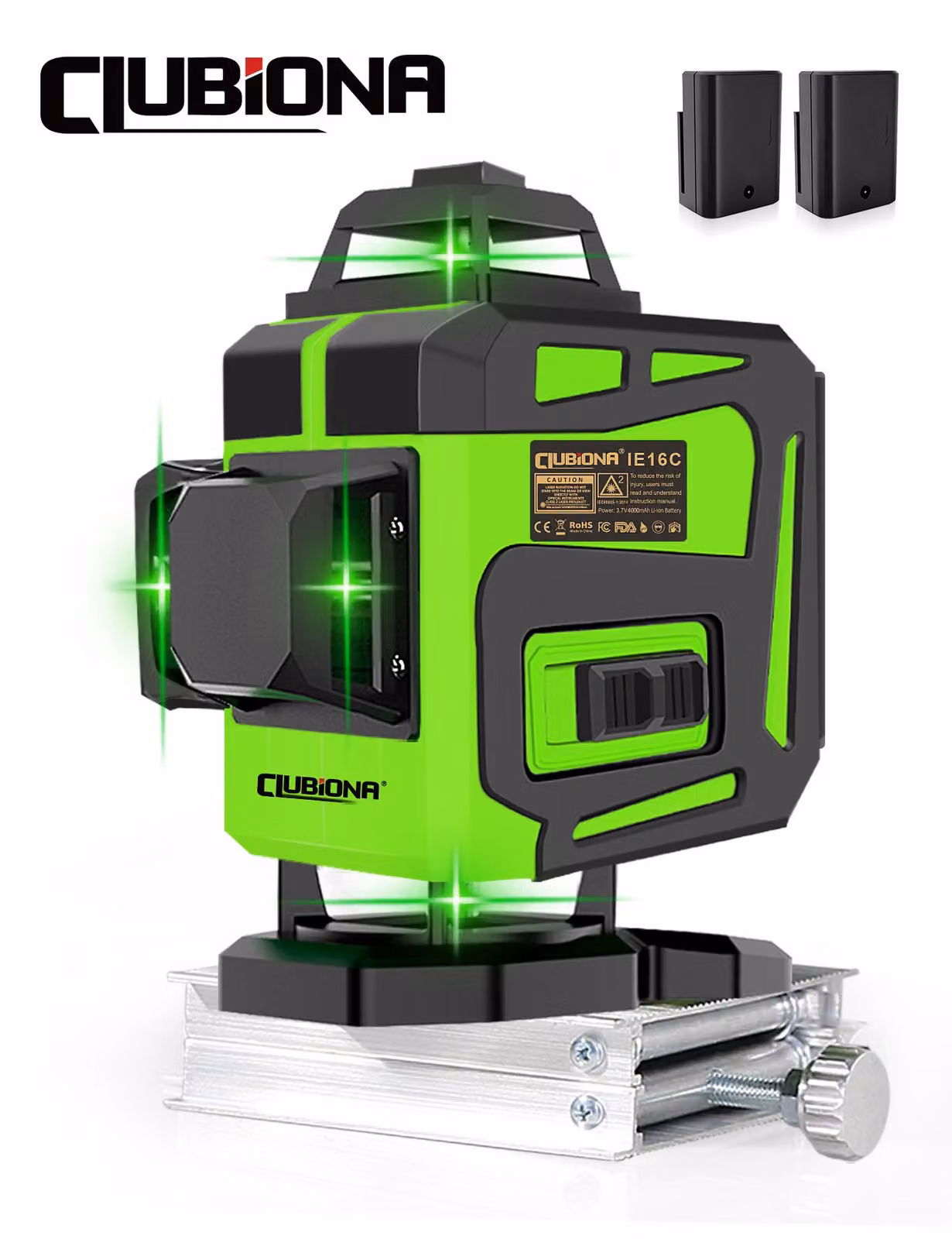 Livella laser a 16 raggi - Laser verde - 360 gradi - Autolivellante - Con telecomando - Impermeabile
