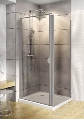 Porta a battente con pannello laterale SCHULTE Sunny ExpressPlus 80x80 cm profilo in vetro trasparente colore alluminio