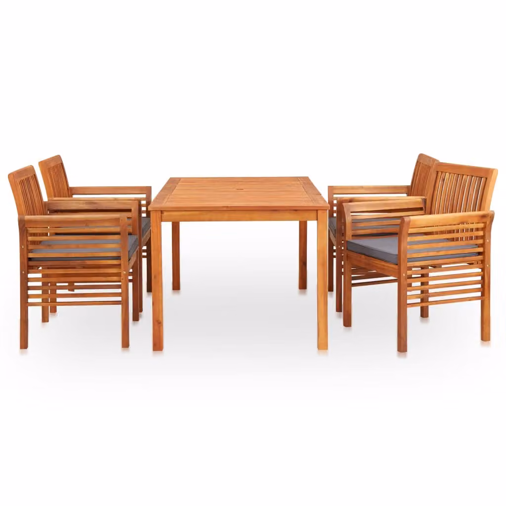 Set da Pranzo da Giardino 5 pz con Cuscini Massello di Acacia