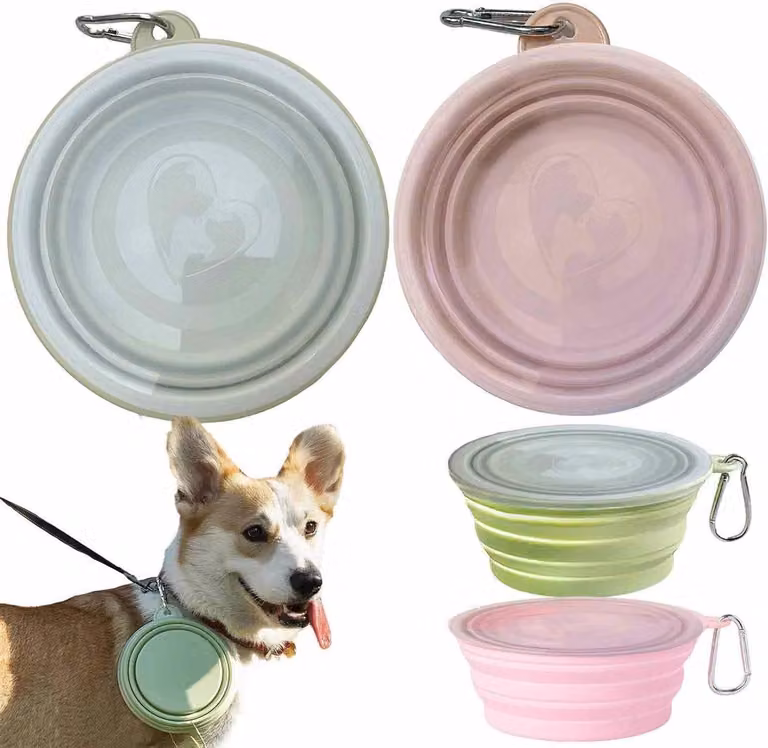 Ciotola pieghevole in silicone per cani e gatti - piccola - con coperchio - ideale per i viaggi - ShopVlot