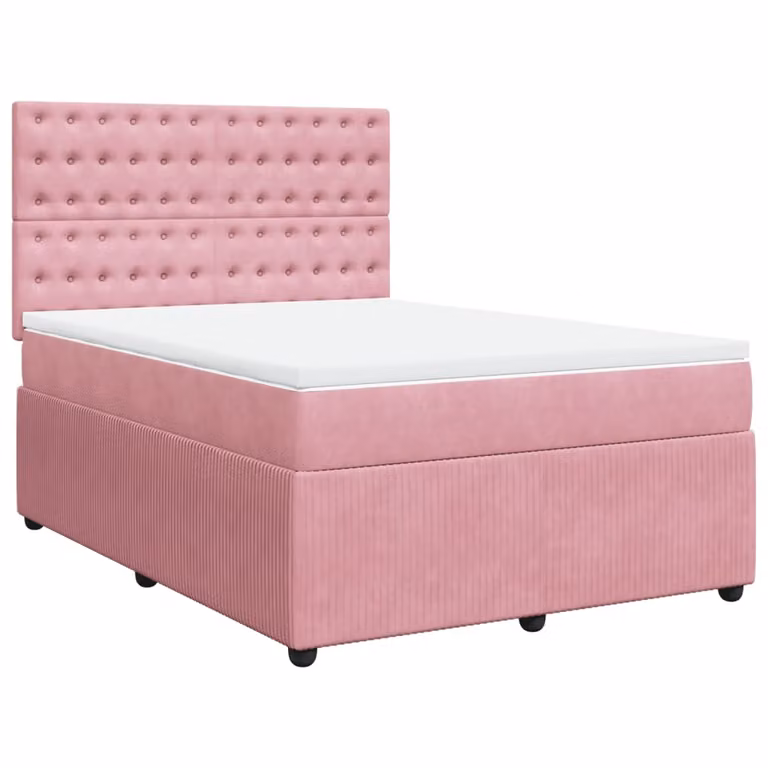 Giroletto a Molle con Materasso Rosa 140x190 cm in Velluto