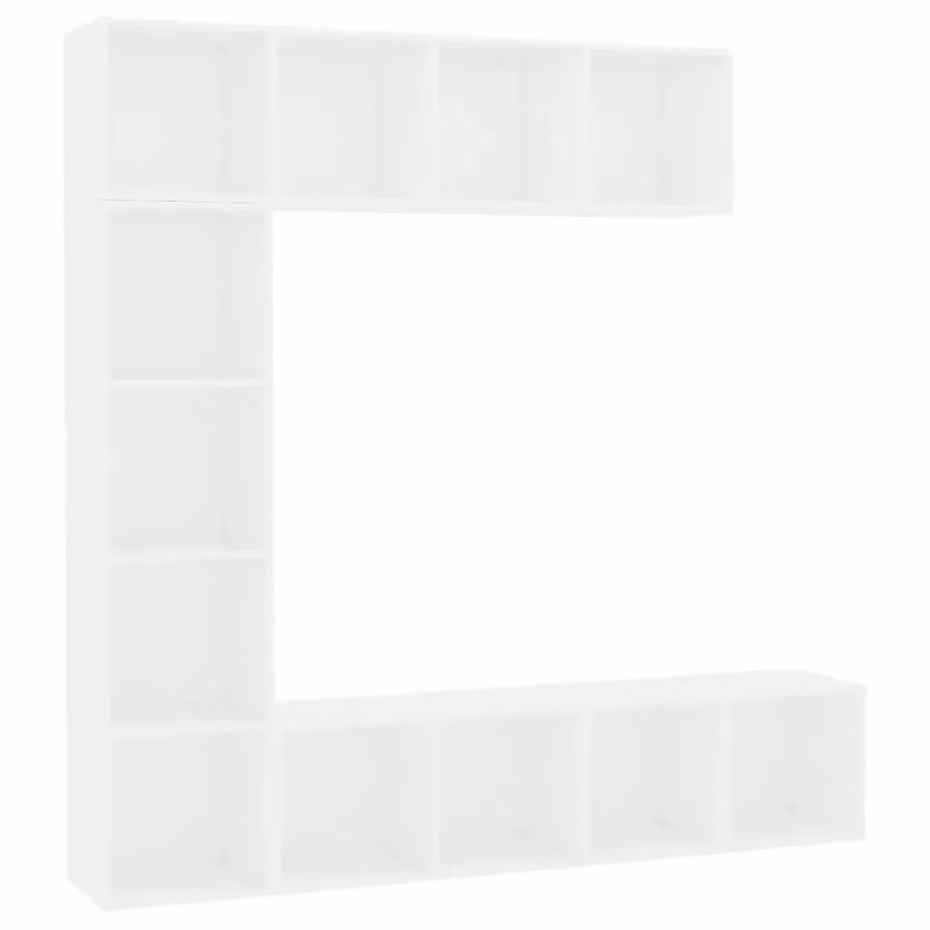 Set di mobili libreria e porta TV 3 pezzi vidaXL in legno e MDF, Bianco e Marrone, L 180 cm x P 30 cm x H 180 cm – 2