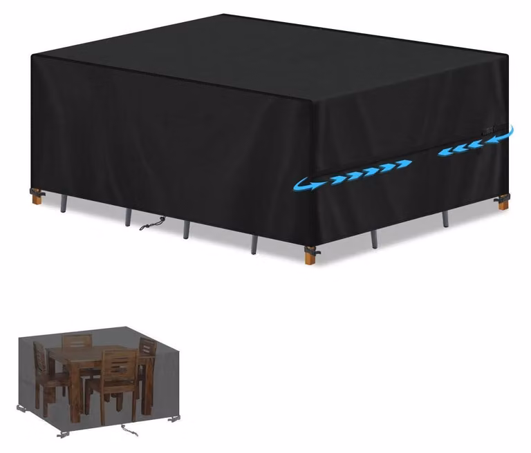 Copertura impermeabile per mobili da giardino, resistente ai raggi UV, in tessuto Oxford 420D, dimensioni 120x80x75 cm, colore nero