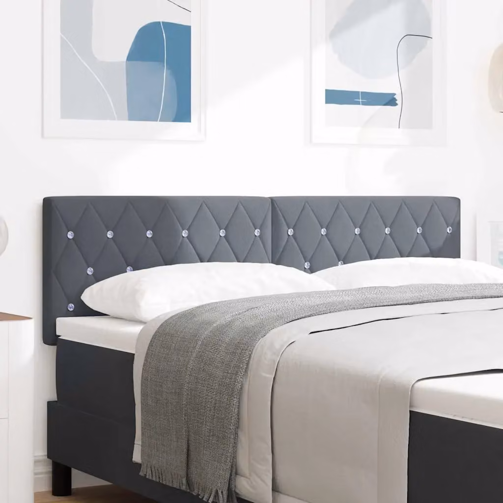 Testiera per letto vidaXL in velluto grigio con pannello imbottito, Larghezza: 144 cm