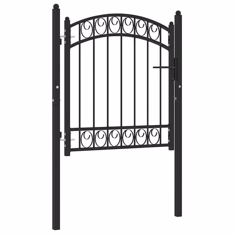 Cancello singolo ad arco vidaXL in acciaio nero L: 100 cm, H: 86 cm
