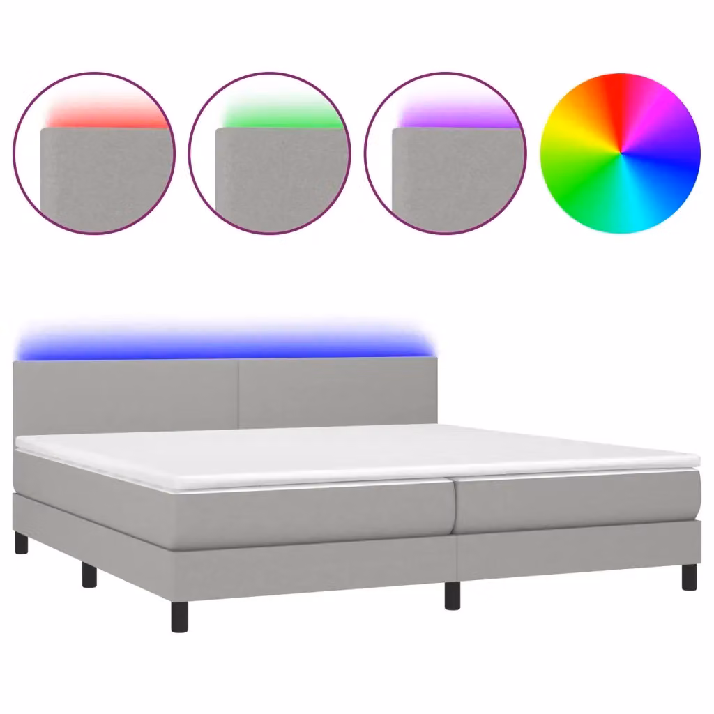 Letto Ibrido con Materasso e Illuminazione LED vidaXL Grigio Chiaro 200 x 200 cm – 2
