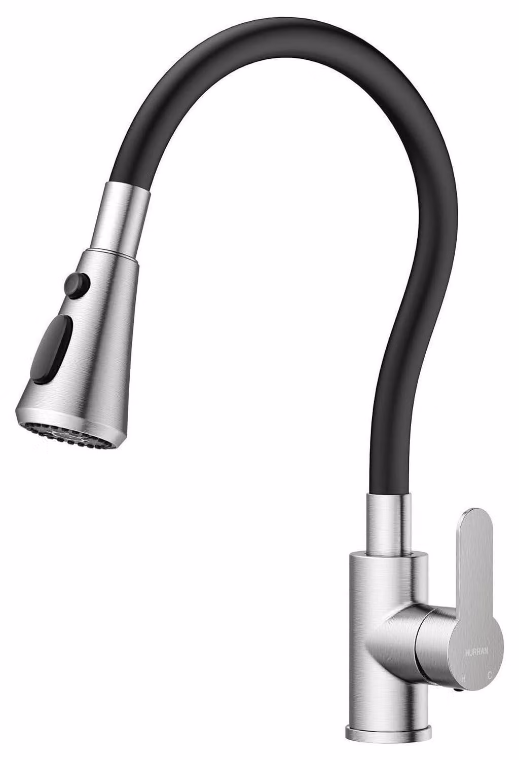 Miscelatore monocomando per cucina, finitura in nichel spazzolato, flessibile, con 3 modalità di getto, rotazione a 360°, realizzato in acciaio inossidabile SUS304
