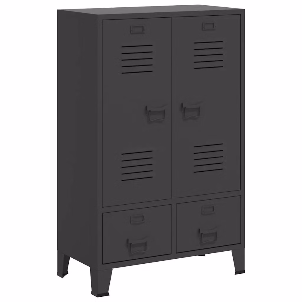Armadio Industriale vidaXL in Metallo Antracite con Ante a Battente e Ripiani Interni L: 67 cm, P: 35 cm, H: 107 cm – 2