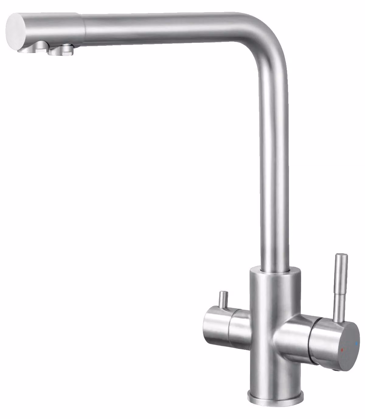 Rubinetto da cucina, design a tre vie, due maniglie, cromato, attacco G3/8