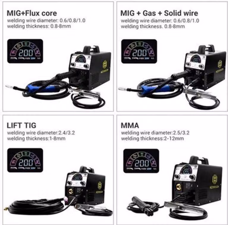 Lasmachine multifunzione 5 in 1: MIG, TIG, ARC, MMA, MAG. Include set di accessori