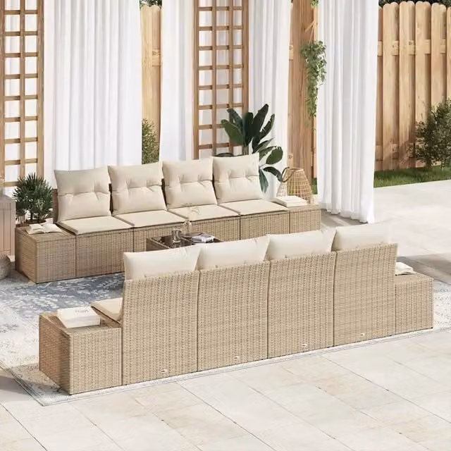Set Divano da Giardino 7 pz Beige e Crema polyrattan 3346991
