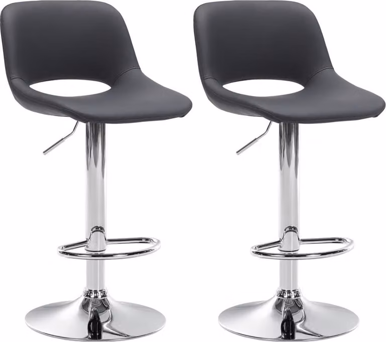 Set di 2 sgabelli da bar neri - sedili in Pelle finta - regolabili in altezza e girevoli a 360°