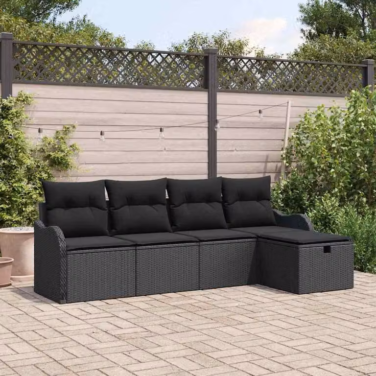 Maison Exclusive - Set da giardino composto da 5 pezzi, divano in rattan sintetico
