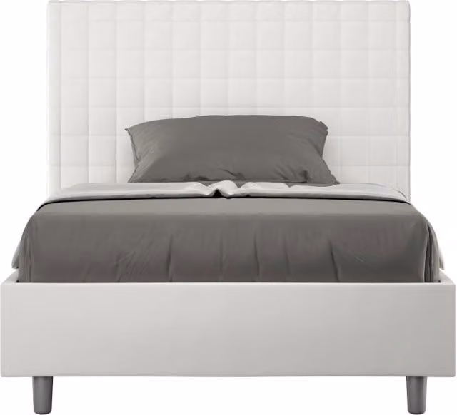 BS COM Letto singolo senza rete imbottito 100x200 similpelle bianco