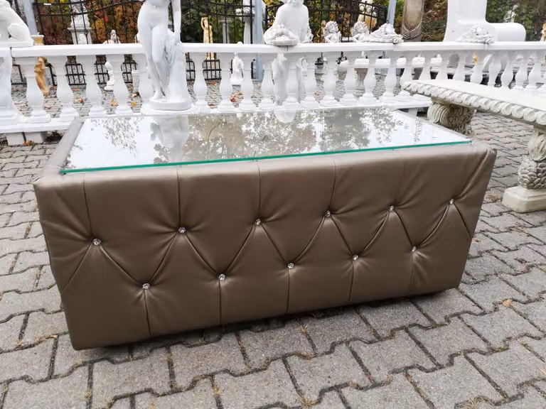 Design Sofa Couchtisch Tisch Tische Glastisch Chesterfield Swarovski Gold Glas