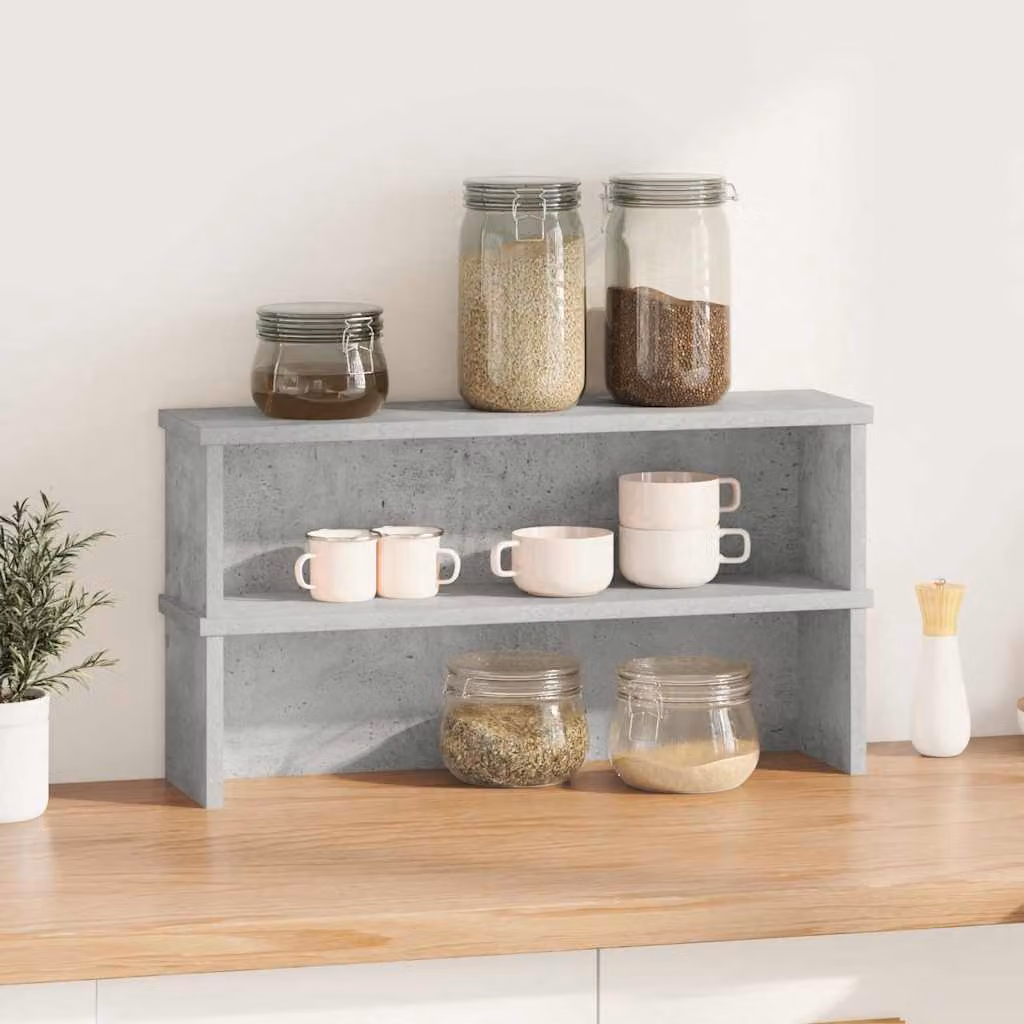 vidaXL Scaffali da Cucina Impilabili 2 pz Grigio Cemento 60x15x16 cm