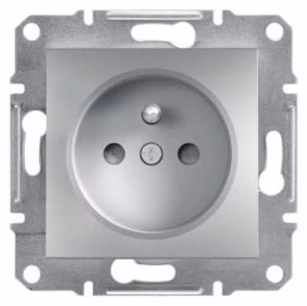 Presa Asfora 2P+PE con sistema di chiusura senza cornice, in alluminio, modello EPH2800261