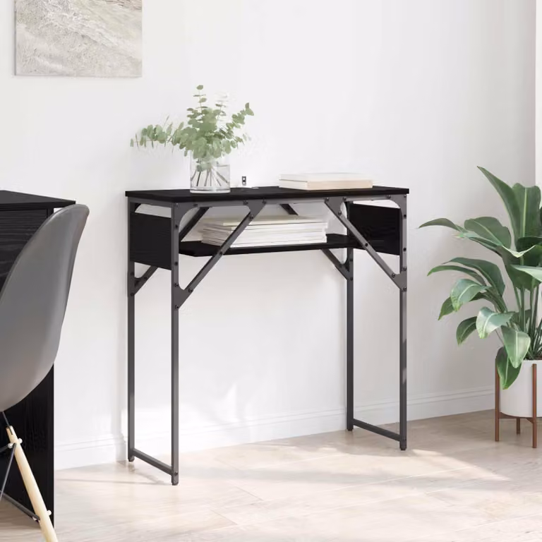 Tavolo Consolle vidaXL in Legno Rovere e Nero, Stile Industriale, L 75 cm x P 30 cm x H 75 cm