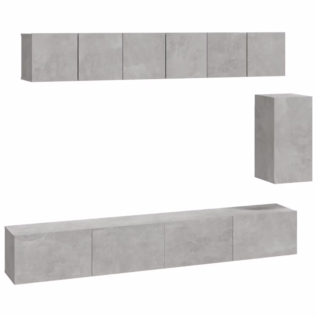 Set di Mobili Porta TV 6 pz vidaXL Moderno Grigio Opaco in Legno e MDF da Appendere alla Parete – 2
