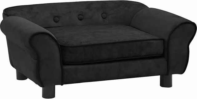 Divano per cani Chesterfield nero in tessuto con fodera rimovibile e base antiscivio L: 72 cm, P: 45 cm, H: 30 cm – 1