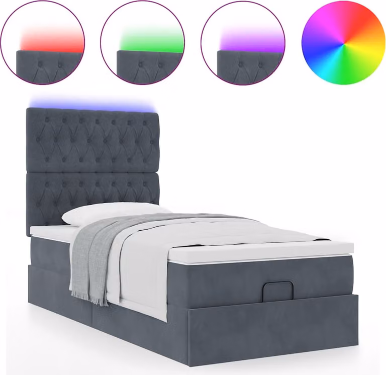 Struttura Letto Pouf con Materassi 90x200 cm in Velluto