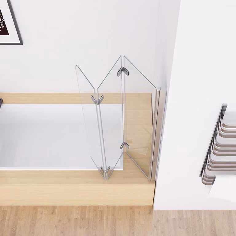Pannello doccia con porta a battente pieghevole per vasca da bagno