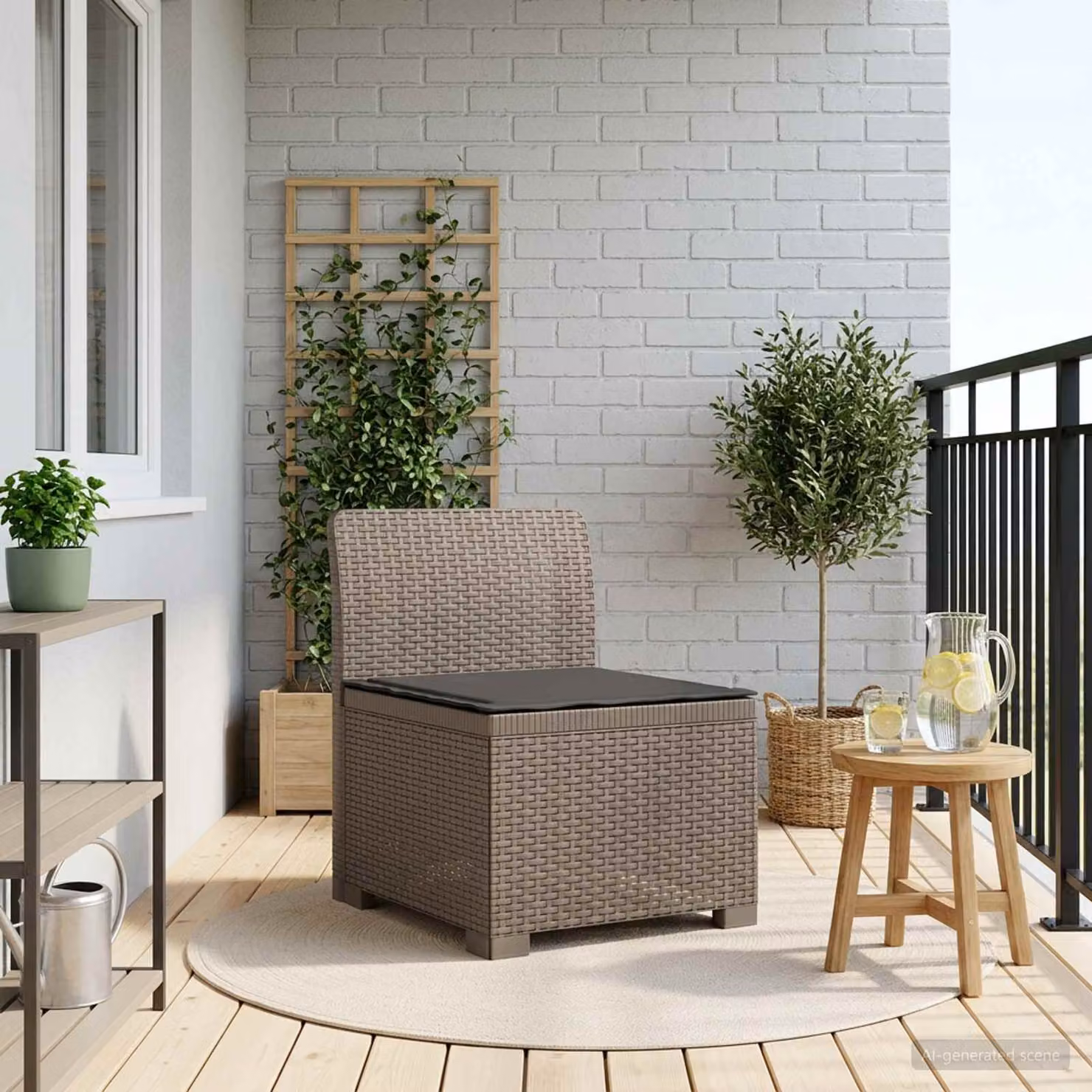 Divano da giardino singolo vidaXL con cuscino in aspetto rattan color antracite
