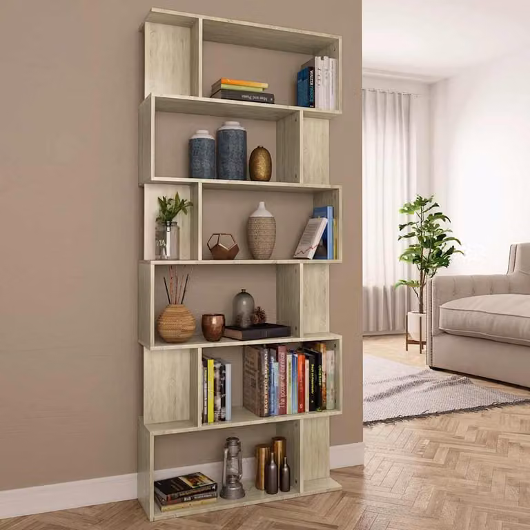 Libreria e Divisorio vidaXL in Legno Ingegnerizzato Rovere Sonoma, L 80 cm x P 24 cm x H 192 cm