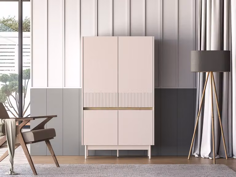 Cassettiera alta THEA - cashmere / rovere