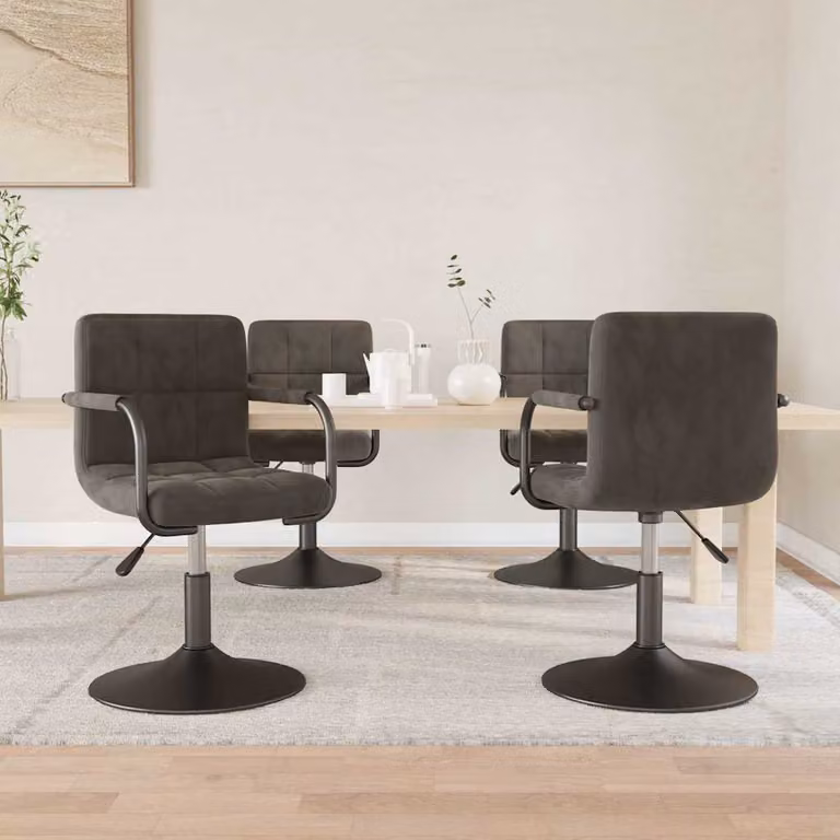 Set di 4 sedie da pranzo girevoli vidaXL in velluto grigio con braccioli e base moderna