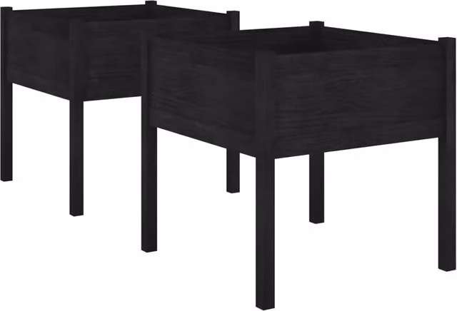 Fioriera aiuola rialzata fioriera aiuola giardino terrazza set da 2 70 x 70 x 70 cm legno massello di pino nero 02_0039006