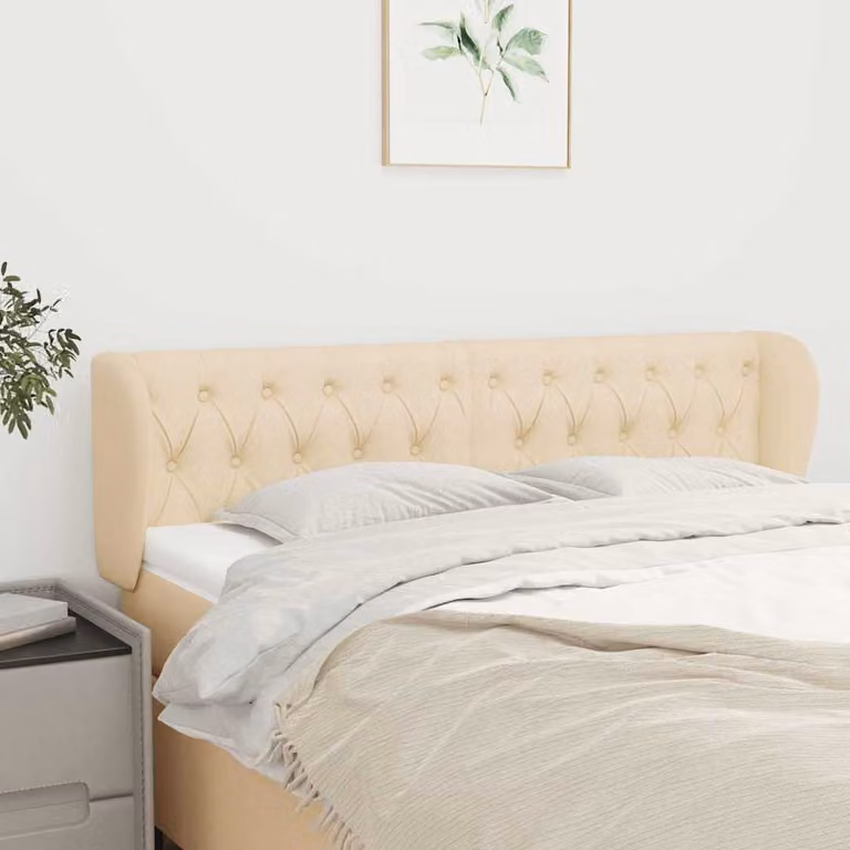 Testiera ad orecchio vidaXL in tessuto beige L: 163 cm, P: 23 cm, H: 78/88 cm