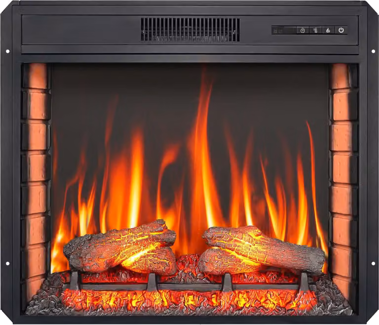 ArtiFlame AF28S: camino elettrico da incasso a LED con effetto fiamma 3D, 1800 W, suono crepitante, telecomando e termostato, colore nero
