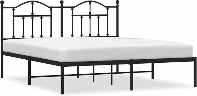 Letto matrimoniale per adulti con giroletto e testiera in metallo nero opaco L/P/H: 160 x 200 cm