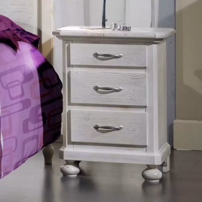 Comodino con 3 cassetti in legno stile shabby bianco spazzolato Mobili 2G L/P/H: 50 x 38 x 66 cm