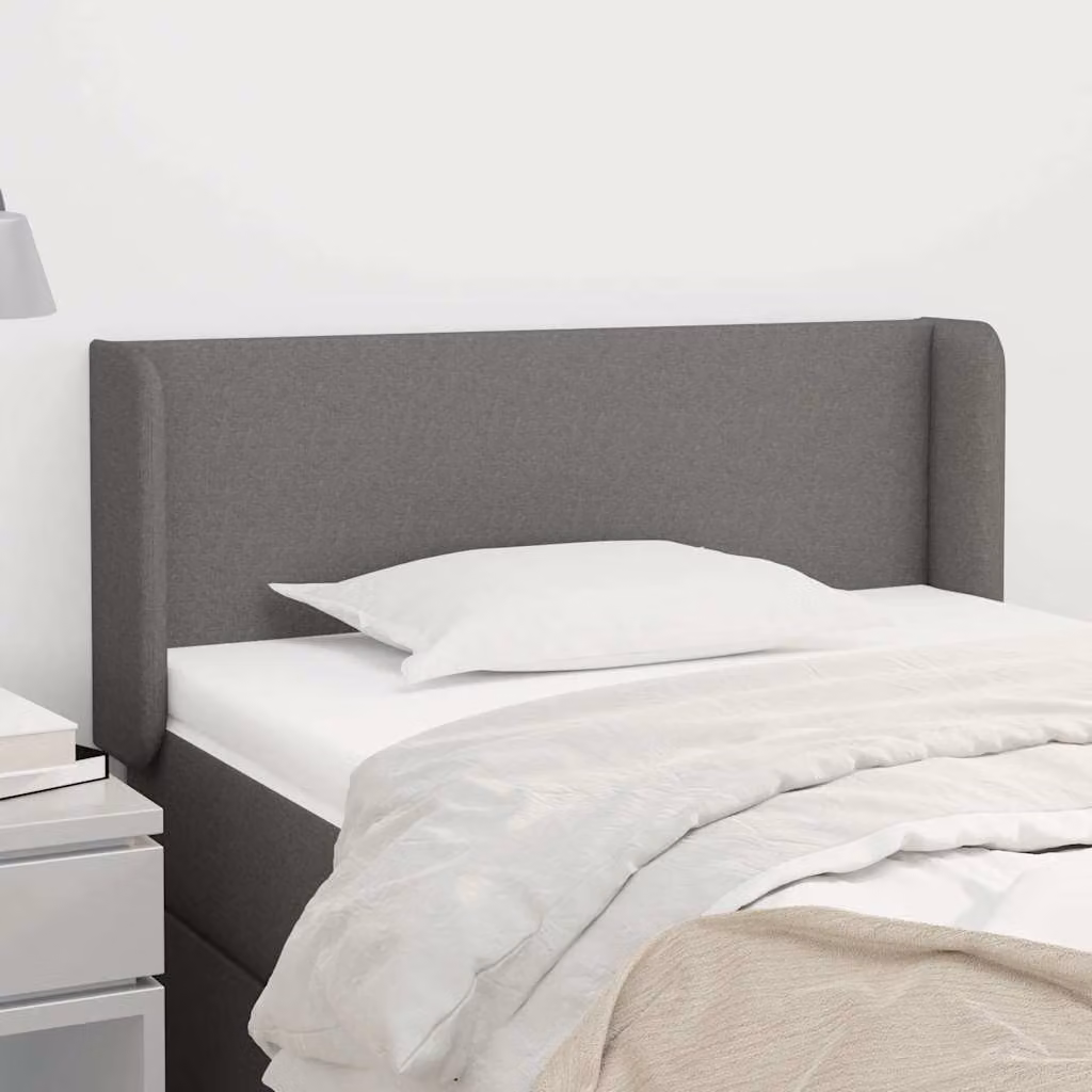 Testiera ad orecchio vidaXL in tessuto grigio scuro con struttura in legno e pannello imbottito L: 93 cm, P: 16 cm, H: 78-88 cm